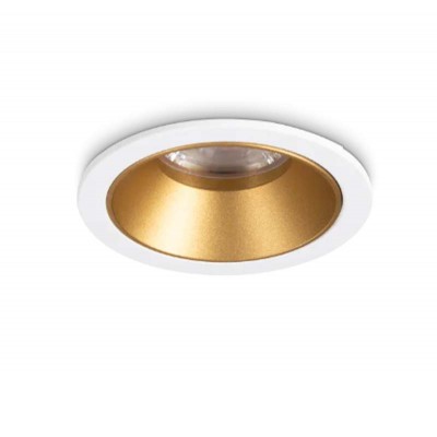 PUKAS R  5W Stropní podhledové svítidlo bodové, těleso hliník, povrch kruh bílá, reflektor zlatá, LED 5W, 650lm, teplá 3000K, UGR<19, Ra90, 230V, IP20, tř.2. rozměry d=58mm, h=40mm.