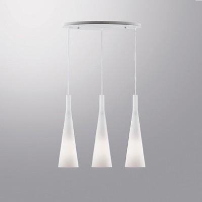 KONO-3, 3x60W E27 Závěsné svítidlo, základna kov lineární, povrch bílá, difuzor sklo opál mat, pro žárovku 3x60W, E27, 230V, IP20, sklo d=140mm, závěs l=1100mm lze zkrátit, základna 620x170mm,