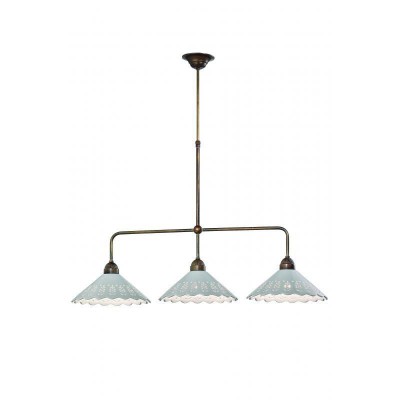PIATRO S6 3x46W, E27 Závěsné svítidlo, těleso kov, povrch mosaz antik, stínítko keramika, pro žárovku 3x46W, E27, A60, 230V, IP20, tř.1, l=1150mm, h=110mm, závěs l=600-900mm
