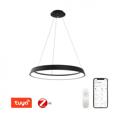 DECEDO HL 39W/48W, TUYA-Z Závěsné svítidlo, kov, bílá/černá, dif plast opál, LED 39W/48W, smart TUYA, Matter, Zigbee 3.0, dálk ovl. (souč.) nebo tel.  CCT nast teplota teplá 2700K - denní 6500K, stmív., 230V, IP20, rozměry dle typu.