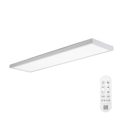 LED 50W Tuya WiFi CCT IP44 Stropní přisazené svítidlo, kov, bílá, dif plast opál, LED 50W, 5200lm, dálk ovl. Beacon (včetně), nebo tel. TUYA WiFi, nast CCT  teplá 3000K-denní 6000K, stmív., Ra80, 230V, IP44, 1200x300x38mm