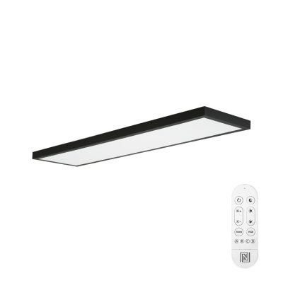 PL 50W Tuya-WiFi, 120x30, IP44 Stropní přisazené svítidlo, těleso kov, povrch bílá/černá, dif plast opál, LED 50W, 5200lm, dálk ovl. Beacon (včetně), nebo tel. TUYA WiFi, nast CCT  teplá 3000K-denní 6000K, stmív., Ra80, 230V, IP44, rozměry 1200x300x38mm.