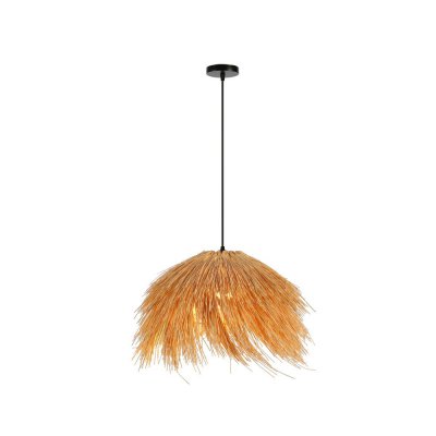 40W E27 Závěsné svítidlo, základna kov, povrch černá, stínítko ratan, pro žárovku 1x40W, E27, 230V, IP20, tř. 1, rozměry d=550mm, h=400mm, vč závěs kabelu l=1200mm, lze zkrátit.