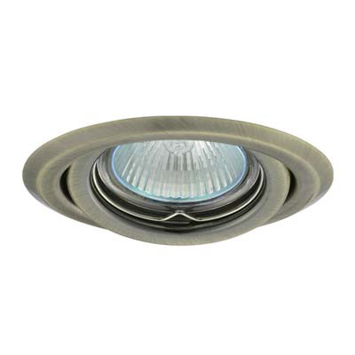 EFEKT 1B Vestavné svítidlo kruhové výklopné +-15°, těleso kov, povrch mosaz zlatá mat, 50W, GX5,3, 12V, d=95mm, symbol "F" montáž na hořlavý podklad max 35W