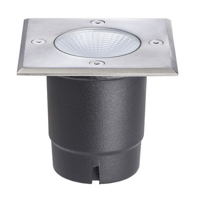 RIZZ SQ 125 Zemní bodové svítidlo, těleso hliiník, rámeček nerez, sklo čité, LED 7W, teplá 3000K, 433lm/cca 25W žár, 230V, IP67, tř.1, 125x125mm, h=150mm, vč. mont. boxu