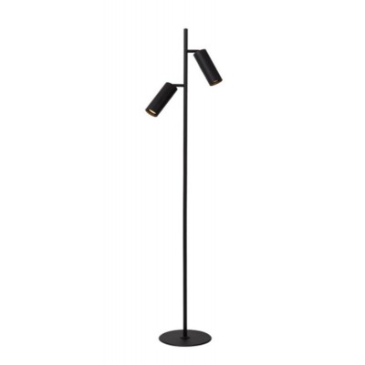 CLUBS Stojací lampa, těleso hliník, povrch černá/bílá, pro žárovku 2x40W, GU10, 230V, IP20, tř.2, rozměry hlavice d=56mm, h=152mm, výška lampy h=1400mm, vypínač na kabelu.