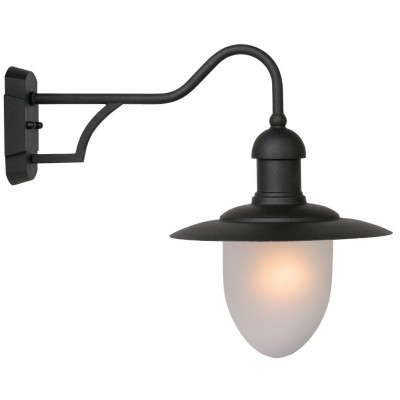 ARUBA Nástěnné venkovní svítidlo, těleso kov, povrch lak černá / hnědá mat, difuzor sklo opál, pro žárovku 1x60W, E27, 230V, IP44, tř.1. rozměry 250x430x350mm