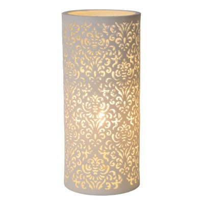ORIENTICO 1x40W E14 Stolní lampa, těleso keramika, stínítko keramika vzor ornament, barva bílá, pro žárovku 1x40W, E14, 230V, IP20, tř.2. rozměry 120x120x280mm