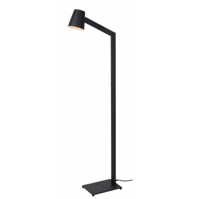 MIZUKO Stojací lampa na čtení, nastavitelný směr svícení, materiál kov, povrch černá, pro žárovku 1x40W, E14, 230V, IP20, tř. 1, dvě ramena, rozměry d=130mm, h=1500mm, vypínač na tělese.