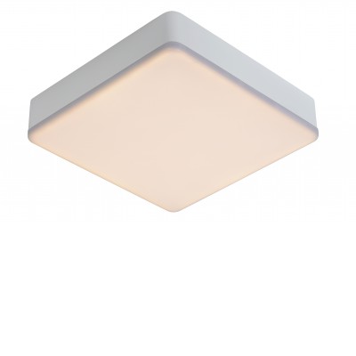 THISTED SQ Stropní, podhledové svítidlo, těleso kov, povrch bílá, difuzor plast opál, LED 30W, 2283lm, teplá 3000K, 230V, stmívatelené, zvýšené krytí IP44, tř.2., rozměry 215x215mm, h=46mm.
