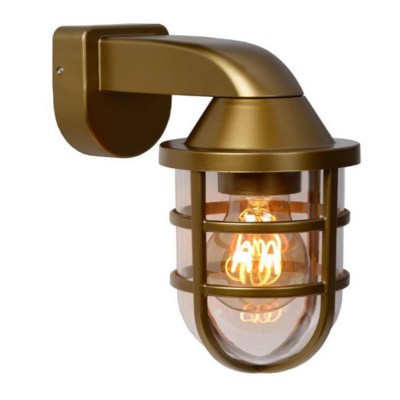 SOWERO 1x60W, E27, IP44 Nástěnné venkovní svítidlo, těleso plast, povrch mosaz, krycí plast čirý, pro žárovku 1x60W, E27, 230V, IP44, tř.2, rozměry d=112mm, h=215mm.