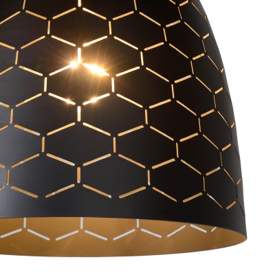 TONDER I Závěsné svítidlo, lustr, těleso kov, povrch černá, pro žárovku 1x60W, E27, 230V, IP20, rozměry d=240mm, h=255mm, vč. závěs kabelu h=1820mm, lze zkrátit.