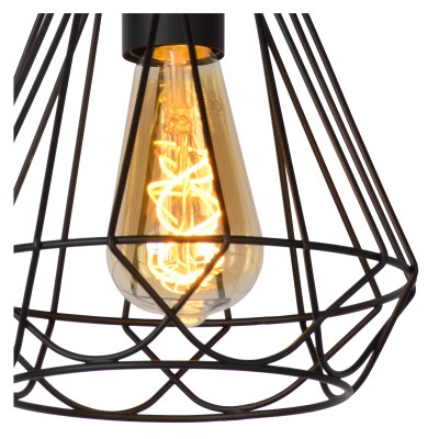 CORROIOS Závěsné svítidlo, těleso kov, povrch černá, pro žárovku 1x60W, E27, 230V, IP20, rozměry d=200mm, h=260mm, vč závěs kabelu h=1550mm, lze zkrátit.