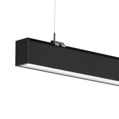 FERRATO 25W + 2W, UGR<19 Stropní závěsné svítidlo, hliník, černá, LED dolů 25W, 3500lm, nahoru, 2W, neutrální 4000K, vyzař. úhel  dolů 42°, nahoru 90°, UGR<19, Ra80, 230V, IP40, 35x70mm, l=1200mm, svítí nahoru/dolů