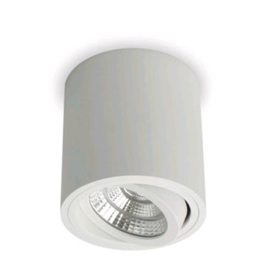 TOKA Stropní, přisazené, bodové svítidlo, výklopné +-20°, základna hliník, povrch bílá, LED 6W, 650lm, teplá 3000K, Ra80, 230V, IP20, tř.2, rozměry d=90mm, h=95mm