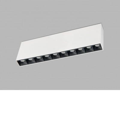 CAEN LED 10x2W Stropní přisazené bodové svítidlo, těleso hliník, plast, povrch černá, LED 10x2W, 2100lm, teplá 3000K, 230V, IP20, rozměry 270x81x34,5mm