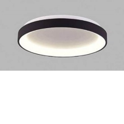 BELLA 80, B Stropní svítidlo, těleso hliník, povrch černá, difuzor plast opál, LED 80W, 5520lm, TW Tunnable white CCT teplá 3000K, neutrální 4000K, Ra80, stmív ZigBee, 230V, IP20, rozměry d=480mm, h=90mm