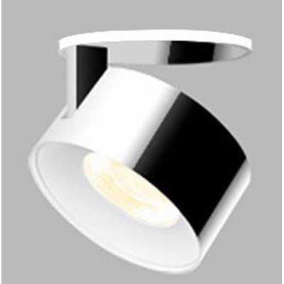 CANNES LED 11W Stropní podhledové bodové svítidlo vyzař úhel 30°, nastavitelný sklon svícení 90°, hliník, povrch bílá/chrom, LED 11W, 770lm, teplá 3000K, Ra80, stmív CASAMBI, 230V, IP20, rozměry d=77mm, h=77mm