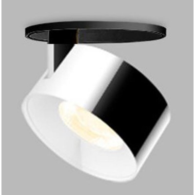 CANNES LED 11W Stropní podhledové bodové svítidlo vyzař úhel 30°, nastavitelný sklon svícení 90°, hliník, povrch černá/chrom, LED 11W, 770lm, teplá 3000K, Ra80, stmív TRIAC, 230V, IP20, rozměry d=77mm, h=77mm