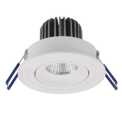 WEROKA LED 6W KRUH Podhledové, stropní svítidlo, výklopné +-20°, těleso hliník, povrch bílá/broušený, LED 6W, 650lm, teplá 3000K, 230V, IP20, tř.1, rozměry d=92mm, h=61mm