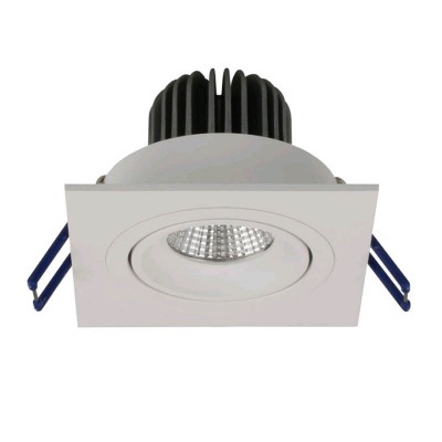 WEROKA LED 6W čtverec Podhledové, stropní svítidlo, výklopné +-20°, těleso hliník, povrch bílá/broušený, LED 6W, 650lm, teplá 3000K, 230V, IP20, tř.1, rozměry 92x92x61mm