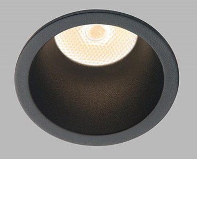 RAY M černá Vestavné zápustné svítidlo, kruh, těleso hliník, povrch černá, difuzor plast, LED 10W, 850lm, teplá 3000K, Ra80, 230V, do koupelny IP44, rozměry d=75mm, h=85mm