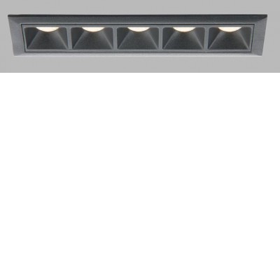 CERGY 10W TRIAC Vestavné zápustné svítidlo, těleso hliník, povrch černá, difuzor plast, LED 5x2W, 1050lm, teplá 3000K, Ra80, stmív TRIAC, 230V, IP20, rozměry 147mm x 45mm