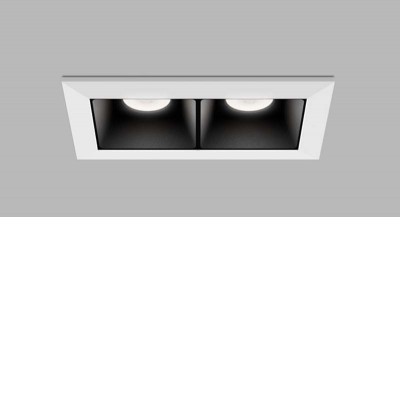 CERGY 4W CCT Podhledové zápustné svítidlo, těleso hliník, povrch černá, rámeček bílá, LED 2x2W, 560lm, přepín CCT teplota teplá 3000K-neutrální 4000K, Ra90, UGR<19, 230V, IP20, rozměry 75x50x45mm.
