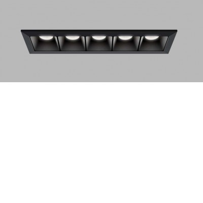CERGY 10W CCT Podhledové zápustné svítidlo, těleso hliník, povrch černá, rámeček černá, LED 5x2W, 1400lm, přepín CCT teplota teplá 3000K-neutrální 4000K, Ra90, UGR<19, 230V, IP20, rozměry 147x50x45mm.