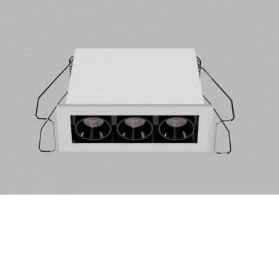 VENLOS 6W CCT Podhledové bodové svítidlo, hliník, rámeček bílá, buňky černá, LED 6W, 480lm, přepín CCT teplá 2700K/3000K/neutr 4000K, Ra90, UGR<19, 230V, IP20, rozměry 69x40x31mm.