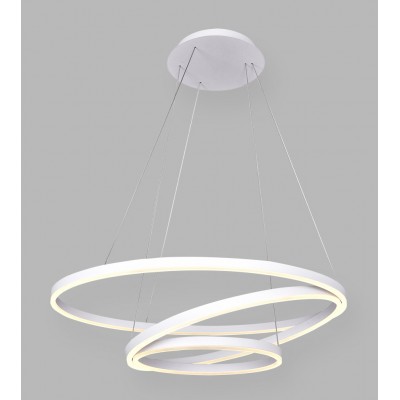 CHATOU 136W CCT Casambi Závěsné svítidlo, hliník, bílá, difuzor plast opál PMMA, LED 136W, 12104lm, nast. teplota CCT teplá 3000K-neutrální, stmív Casambi, 230V, IP20, tř.1, rozměry d=800mm, vč záv. lanka l=2500mm, lze zkr