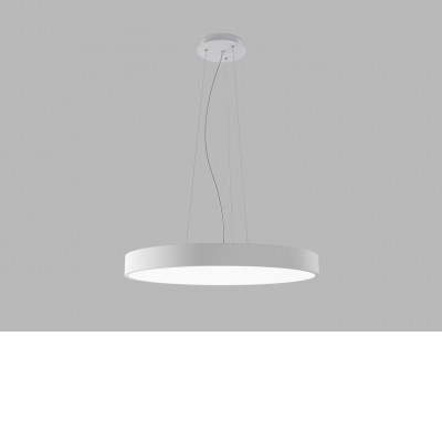 MONO SLIM 60 P-Z, W Závěsné svítidlo, hliník, bílá, difuzor plast opál, LED 60W, 4200lm,  přepínatelná teplota CCT teplá 3000K, neutrální 4000K, Ra80, 230V, IP20, rozměry d=600mm, h=60mm, lank závěs 2400mm