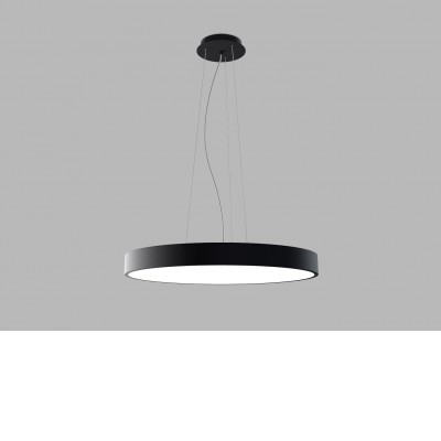 CAMB SLSU Závěsné svítidlo, hliník, černá, difuzor plast opál, LED 60W, 4200lm, přepín teplota CCT teplá 3000K, neutrální 4000K, Ra80, stmív ZigBee, 230V, IP20, rozměry d=600mm, h=60mm, lank záv 2400mm