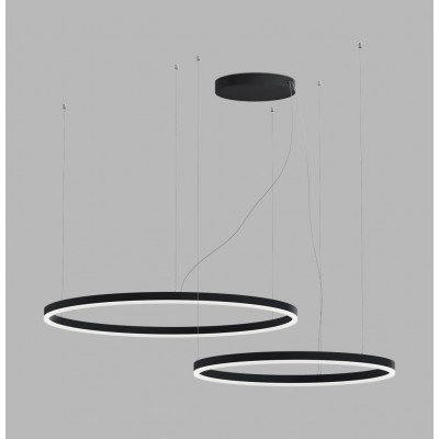 CHATOU HL 104W CCT Závěsné svítidlo, těleso kov, černá/bílá, dif plast opál, LED 104W, 9260lm, přepín. CCT teplota teplá 3000K-neutr 4000K, stmív. DALI-PUSH/DALI/TRIAC/Casambi/RF/Zigbee, 230V, IP20, d=600+800mm, vč závěs lanka l=2500mm, lze zkr.