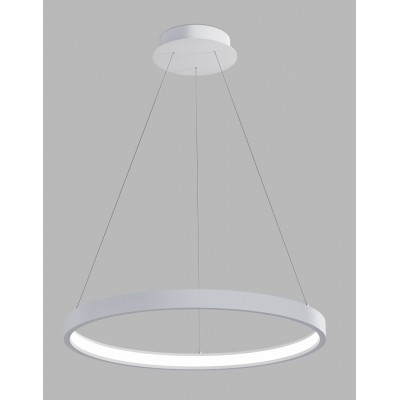 PORKA 60W CCT Casambi Závěsné svítidlo, hliník, bílá, dif. plast opál, LED 60W, 4200lm, TW nast.teplota CCT teplá 3000K-neutrální 4000K, stmív. Casambi, 230V, IP20, tř.1, rozměry d=800mm, vč závěs lank l=2500mm, lze zkr.