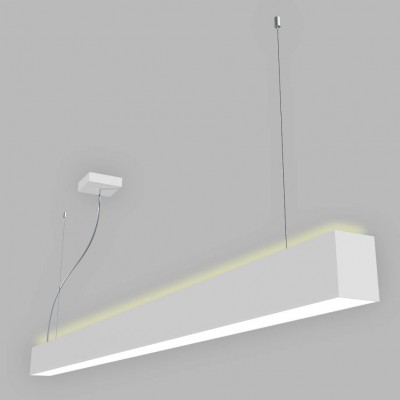 KELONO S/DU, LED 49W Závěsné svítidlo, hliník, bílá, dif mikroprisma, LED 49W, 6860lm, nast teplota CCT-TW teplá 3000K- neutr 4000K, Ra80, stmív DALI, 230V, IP20, rozměry 1500x85x65mm, lank záv 2500mm, sv nahoru/dolů