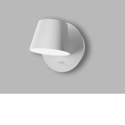 PLOT WL 6W Nástěnná lampa, základna hliník, povrch bílá, difuzor plast opál, LED 6W, 300lm, teplá 2700K, Ra80, 230V, IP20, rozměry d=118mm, vč vypínače.