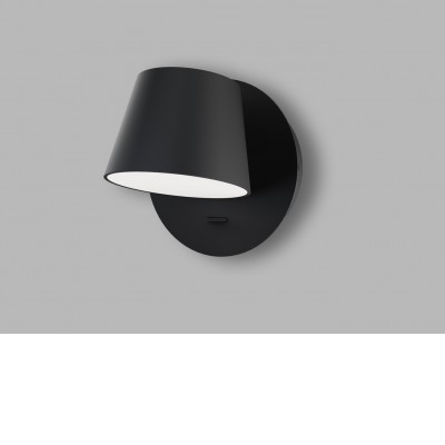 PLOT WL 6W Nástěnná lampa, základna hliník, povrch bílá/černá, difuzor plast opál, LED 6W, 300lm, teplá 2700K, Ra80, 230V, IP20, rozměry d=118mm, vč vypínače.