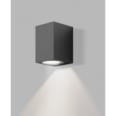 NERO 1x35W GU10 IP65 Nástěnné venkovní svítidlo, základna hliník, povrch černá antracit, difuzor sklo opál, pro žárovku 1x35W, GU10, 230V, IP65, rozměry 70x100x78mm, svítí dolů
