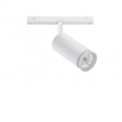 GELEN ZOOM 10W Bodové svítidlo do magnetického systému, nastav. směr svícení, těleso kov, povrch bílá, LED 10W, 800lm, neutrální 4000K, stmív. DALI, nast. vyzař. úhel 15°-60°, 48V, IP20, rozměry d=55mm, h=120mm.