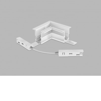 KASEL CTH90 48V DALI Rohová L spojka 90°, horizontální odbočení, vestavného magnetického systému, materiál hliník, povrch bílá, stmívání DALI, 48V, rozměry 135x135mm.