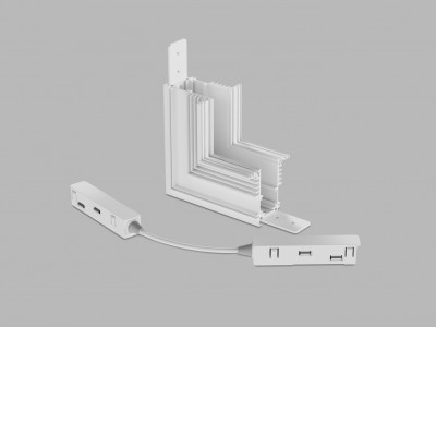 KASEL CTV90 48V DALI Rohová L spojka 90°, vertikální odbočení, vestavného magnetického systému, materiál hliník, povrch bílá, stmívání DALI, 48V, rozměry 135x135mm.
