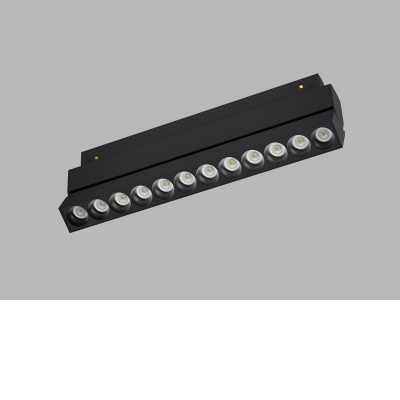 STAK 12W 48V DALI CCT Svítidlo do magnetického systému, těleso kov, povrch bílá, LED 12W, 1068lm, TW dle typu nebo přepín CCT teplá 3000K/3500K/neutrální 4000K, stmívání DALI, vyzař. úhel 38°, 48V, IP20, rozměry 235x80x22mm.