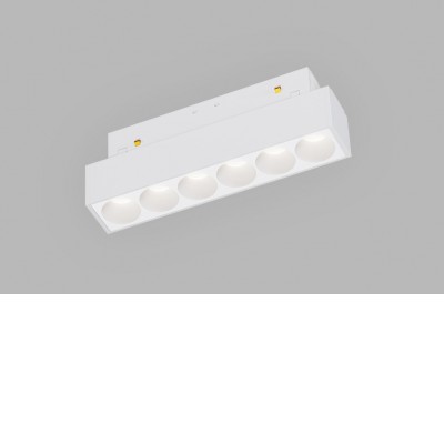 STAK 6W TW CCT DALI Svítidlo do magnetického systému, těleso kov, povrch bílá, LED 6W, 534lm, TW nast. teplota CCT teplá 3000K-neutrální 4000K, stmív. DALI, vyzař. úhel 38°, 48V, IP20, rozměry 121x44x22mm.