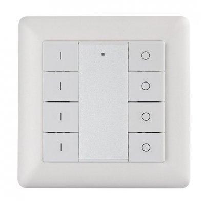 OZB-W-4CH-DIM Nástěnný ovladač ZigBee 3.0, pro smart osvětlení  fce zap/vyp, stmívání, pro 4 kanály, rozměry 80x80x10mm, napájení baterie 3V CR2450, dosah až 30m