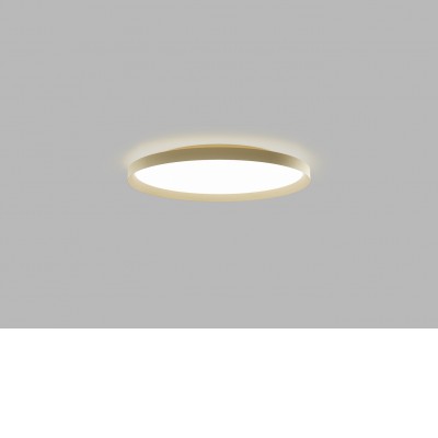RANDY C Stropní svítidlo, hliník, zlatá, difuzor plast opál, LED 60W, 4200lm TW nastavitelná teplota CCT teplá 3000K-neutrální 4000K, Ra90, stmív DALI/PUSH, 230V, IP20, d=600mm, h=70mm