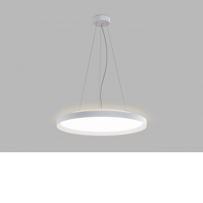 RANDY S Závěsné svítidlo, hliník, bílá, difuzor plast opál, LED 60W, 4200lm přepínatelná teplota CCT teplá 3000K-neutrální 4000K, Ra90, stmívání TRIAC, 230V, IP20, d=600mm, h=70mm, závěs l=2500mm