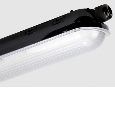 LORAS EMG 40W Průmyslové, prachotěsné, nouzové svítidlo, záloha 3h, plast černá, difuzor plast, LED 40W, 6000lm, neutrální 4000K, Ra80, 230V, IP65, IK08, tř.1, rozměry 1180x61x72mm, průběžné zapojení