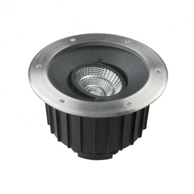 COOL COB výklopné +-15° Zemní svítidlo, nast sklon svícení +-15°, hliník, rám nerez, LED 35W, teplá 2700K, 3056lm, vyzař úh 15° nebo 60°, Ra80, povrch <40°C, 230V, IP67, IK10, stat zát 1,8t, d=300mm, h=177mm, vč. mont. boxu