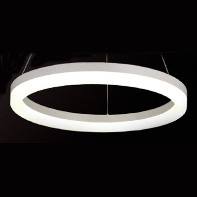O2 KRUH Závěsné svítidlo KRUHOVÉ, prstenec, těleso hliník, povrch bílá, difuzor plast opál mat, LED 24W/1600lm, 28W/1800lm, neutrální 4000K, Ra80, 230V, IP20, d=500mm/600mm, profil 80mm, lankový závěs l=800mm, lze zkrátit